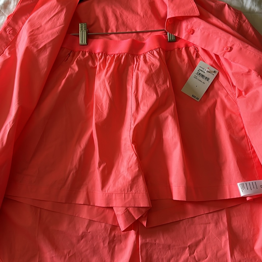 Good American shirt and short set. Fiery coral. NWT - Picture 2 of 6